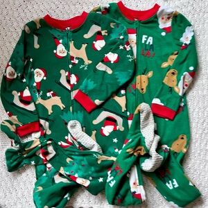Carter's Fleece Footie Pajamas- bundle of two pairs of Santa/ Christmas jammies